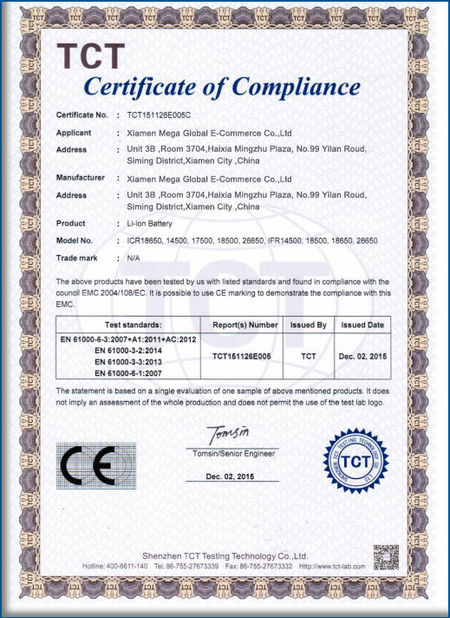 Cina Xiamen Maigao global e-commerce Co., Ltd Sertifikasi
